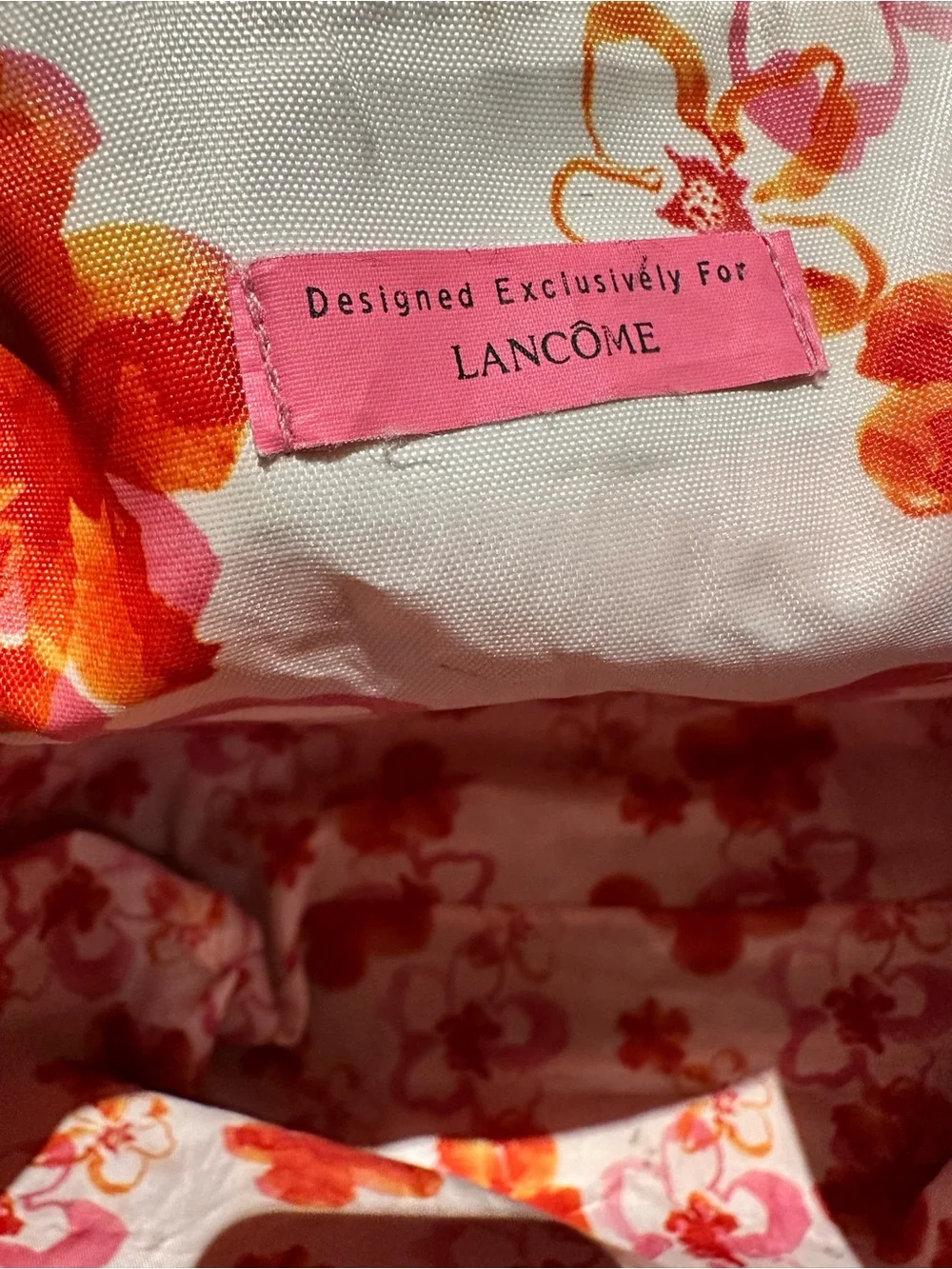 Lancome Bright Orange Canvas Tote with Light Orange Trim